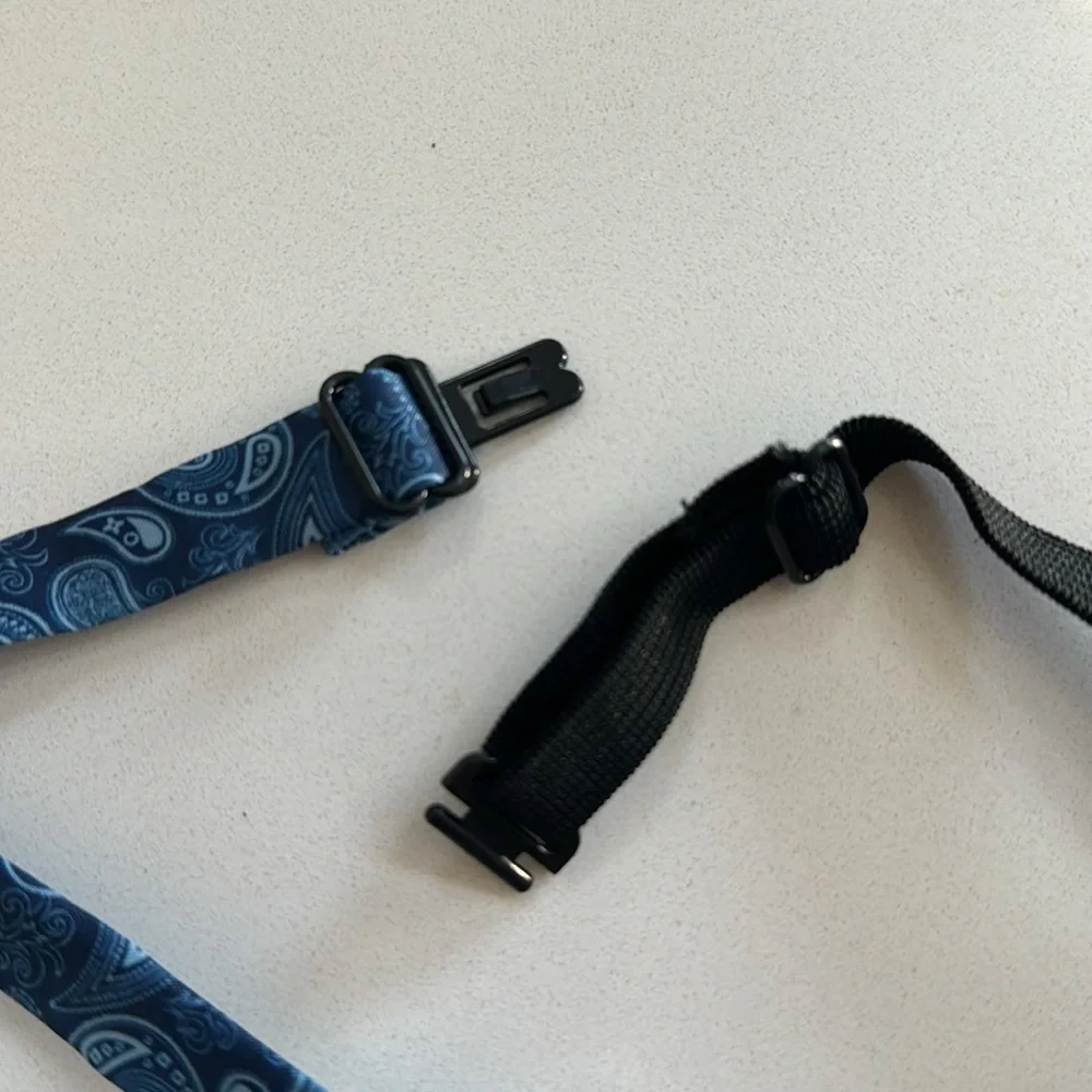 Bundle of Blue and Tan Paisley Boys bow tie and pocket square